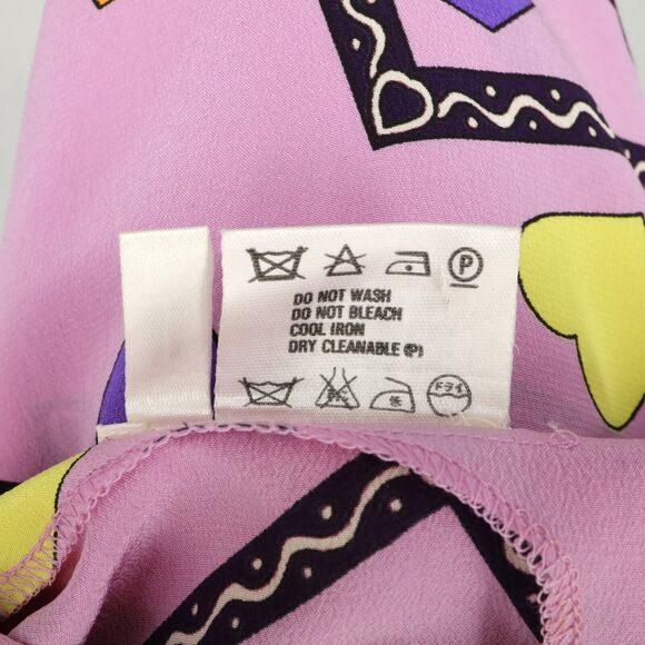 Laurel Escada Top Womens 4 US 34 EU Lavender Silk Geometric Blouse 90s Vintage - Picture 12 of 12